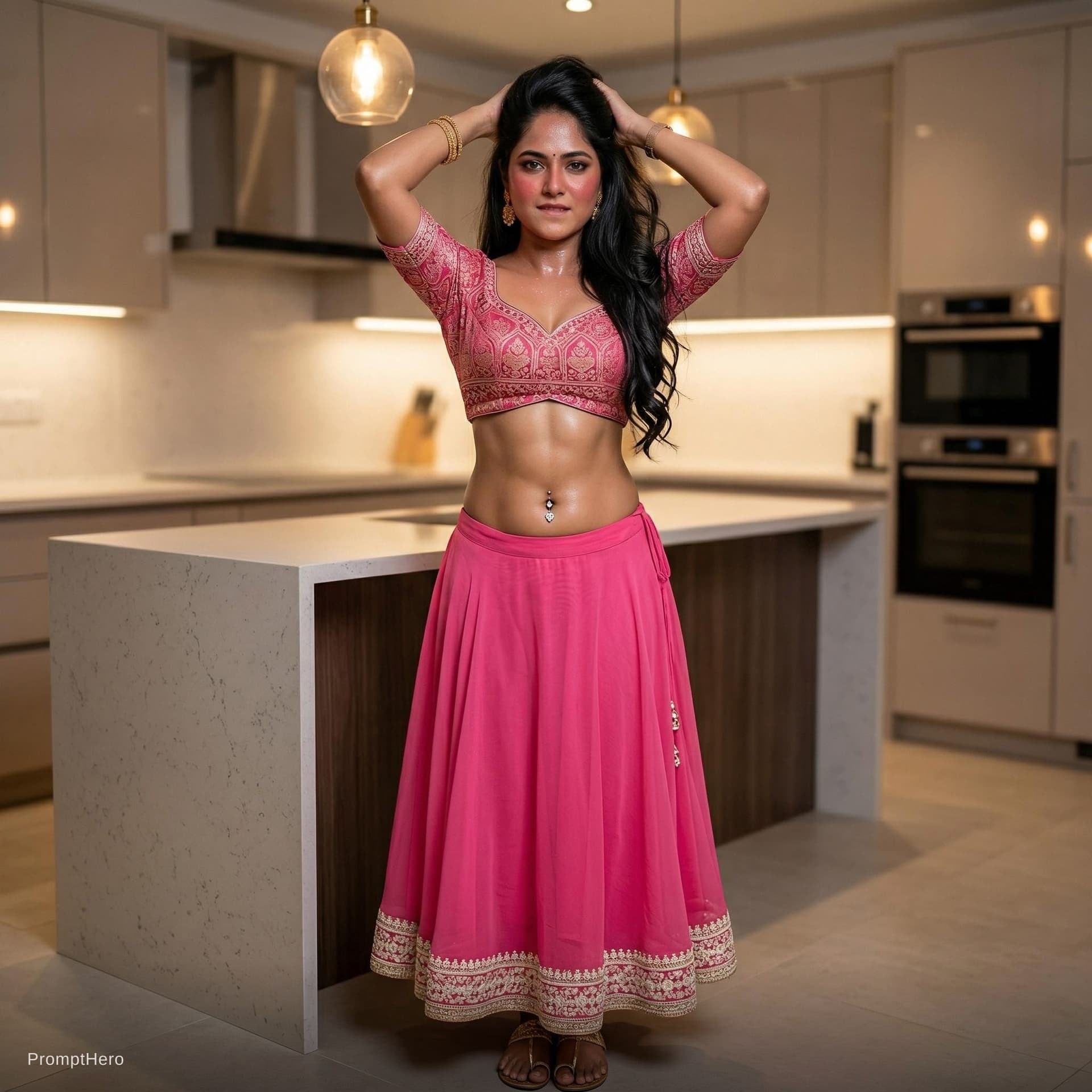 AI generated: Use the women in image, full body view from head to toe, no cropping whatsoever, complete legs and f...