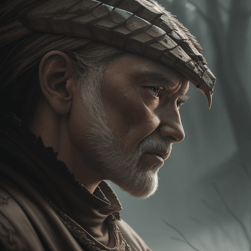 AI generated: Photo of a ultra realistic ancient hunter, dramatic light, cinematic lighting, battered, low angle, ...