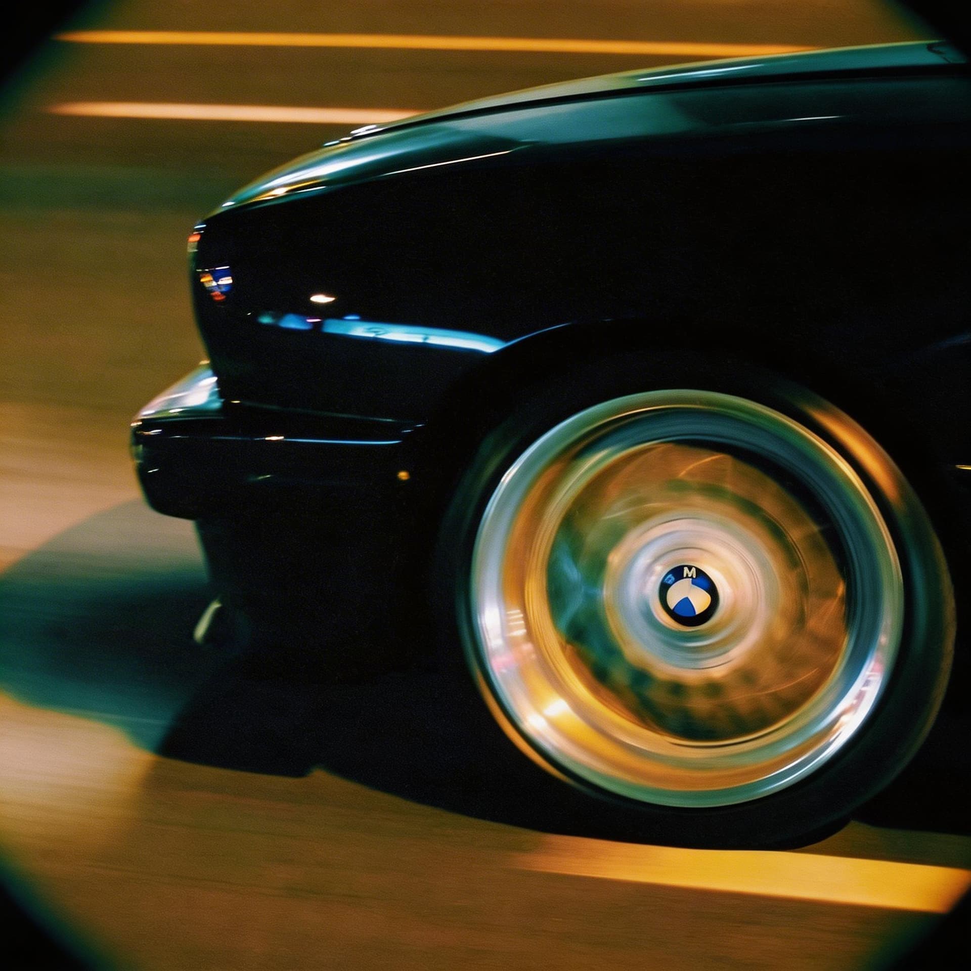 AI generated: extreme close-up of a racing car wheel at maximum speed, brutal motion blur, aggressive composition,...