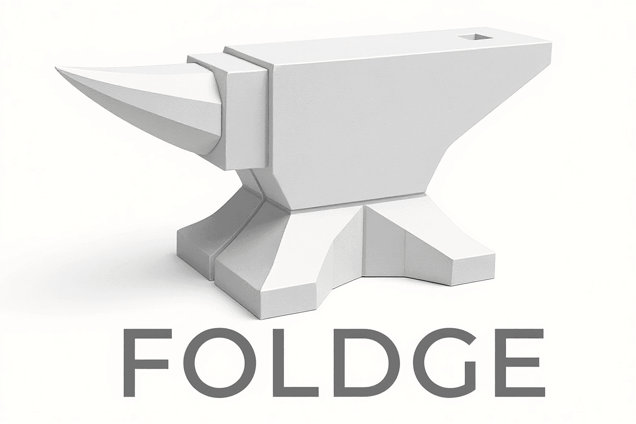 AI generated: minimalist origami anvil, construction, white paper is the style, working as a logotype