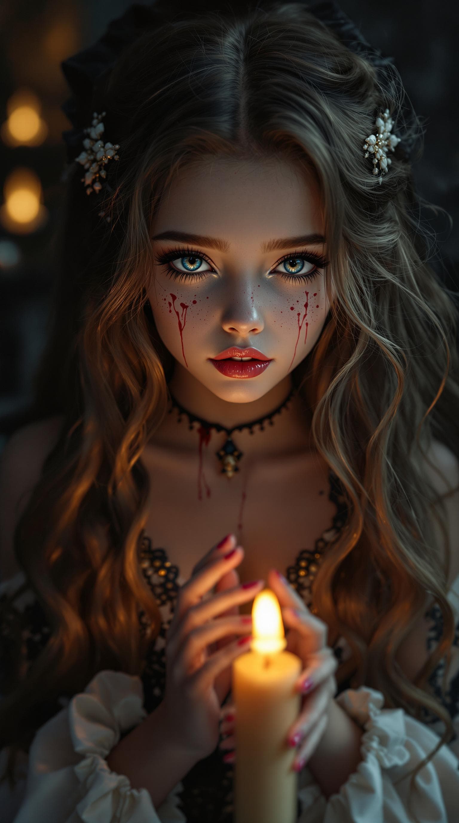 AI generated: a professional photo of a most beautiful 3rd grade girl in the world, vampire, in a highly detailed,...