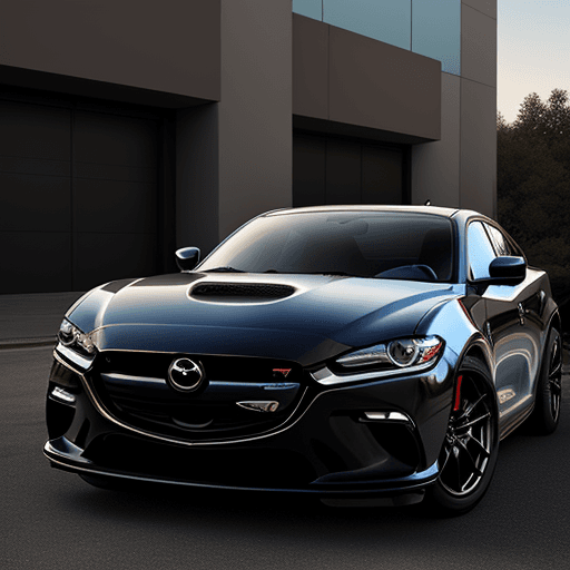 AI generated: A realistic RX8 Mazda mixed with the 2020 dodge charger desing. Full car view.
