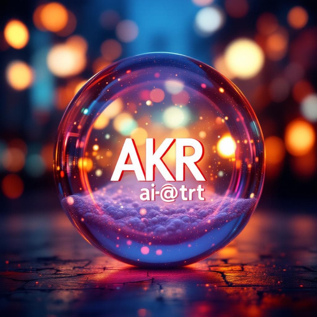 AI generated: Friendly Logo for a new art studio called "AKR AI-@rt", depicted inside a sphere against a bokeh bac...