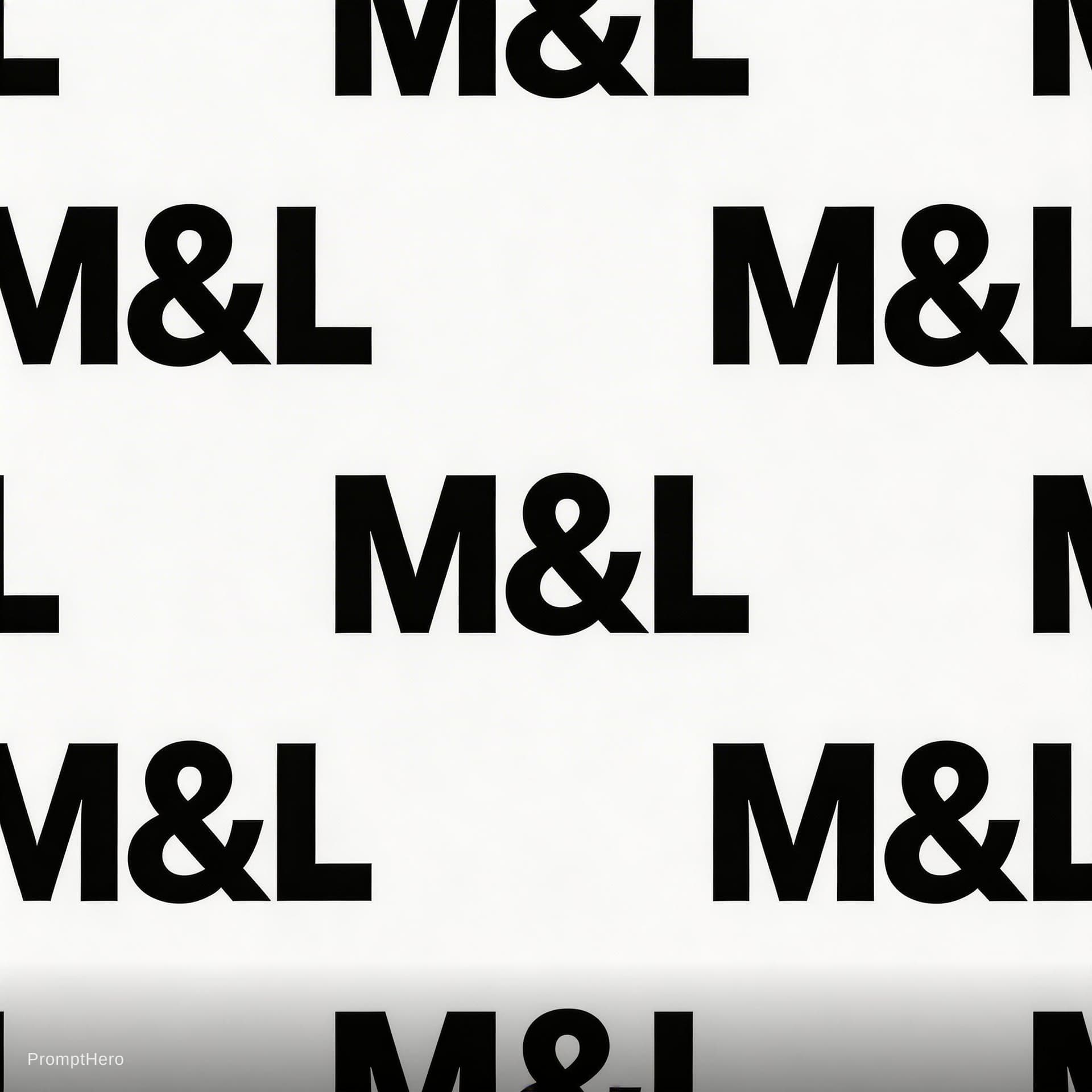 AI generated: create a pattern the text "M&L" in black on white. The pattern should fit exactly into itself on eve...
