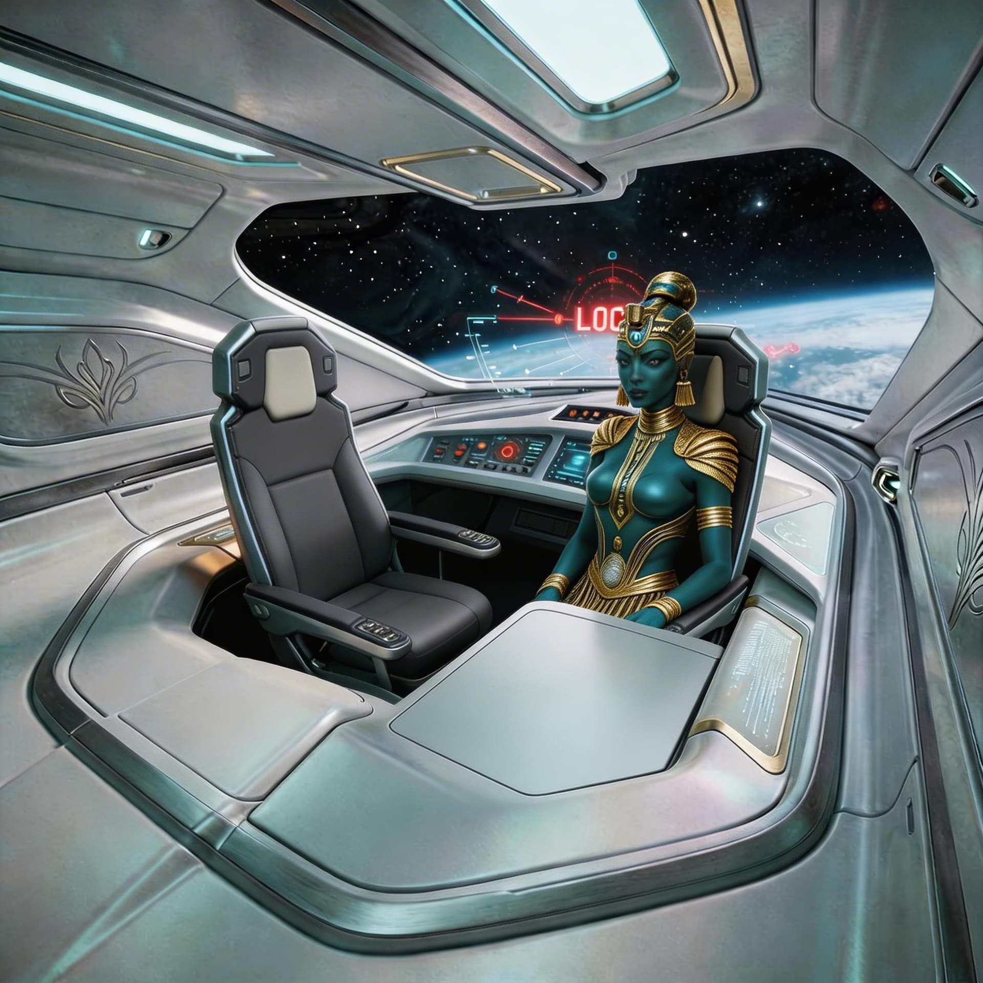 AI generated: Remove the smaller seat in front of the character.