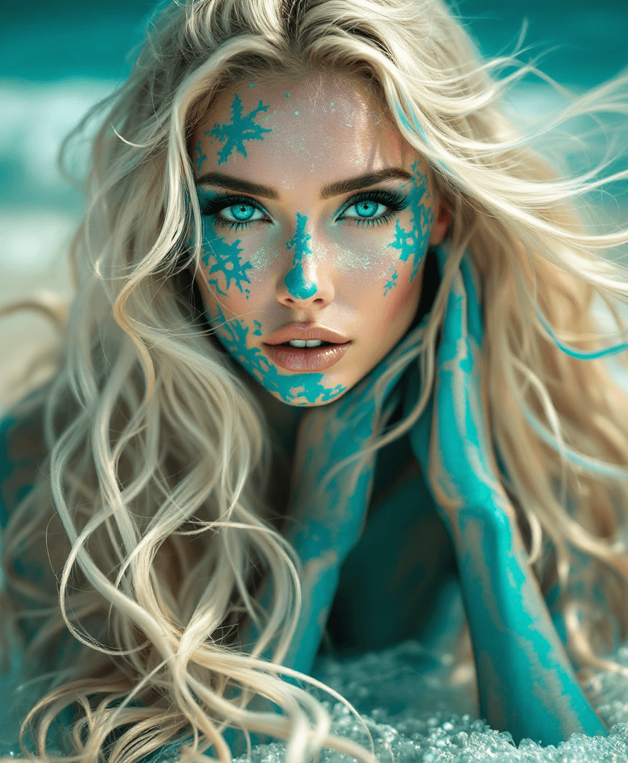AI generated: A photorealistic, (UHD), ((full-body)) masterpiece magazine photo shoot in an elegant style of a bea...