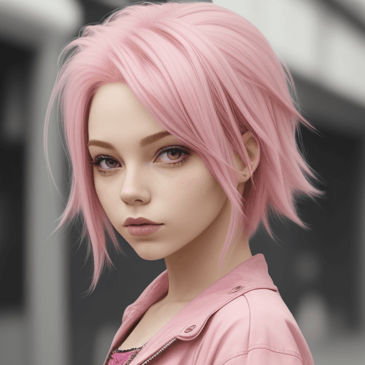 AI generated:  pink hair  girl 