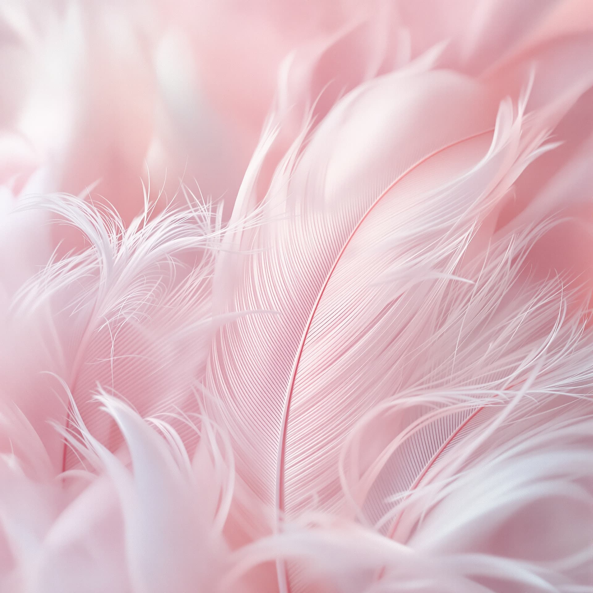 AI generated: “PromptHero” crafted from soft pastel feathers, light pink and white tones, floating fibers, delicat...