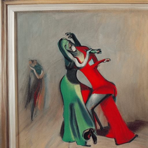 AI generated: painting of dancing woman, otto dix style
