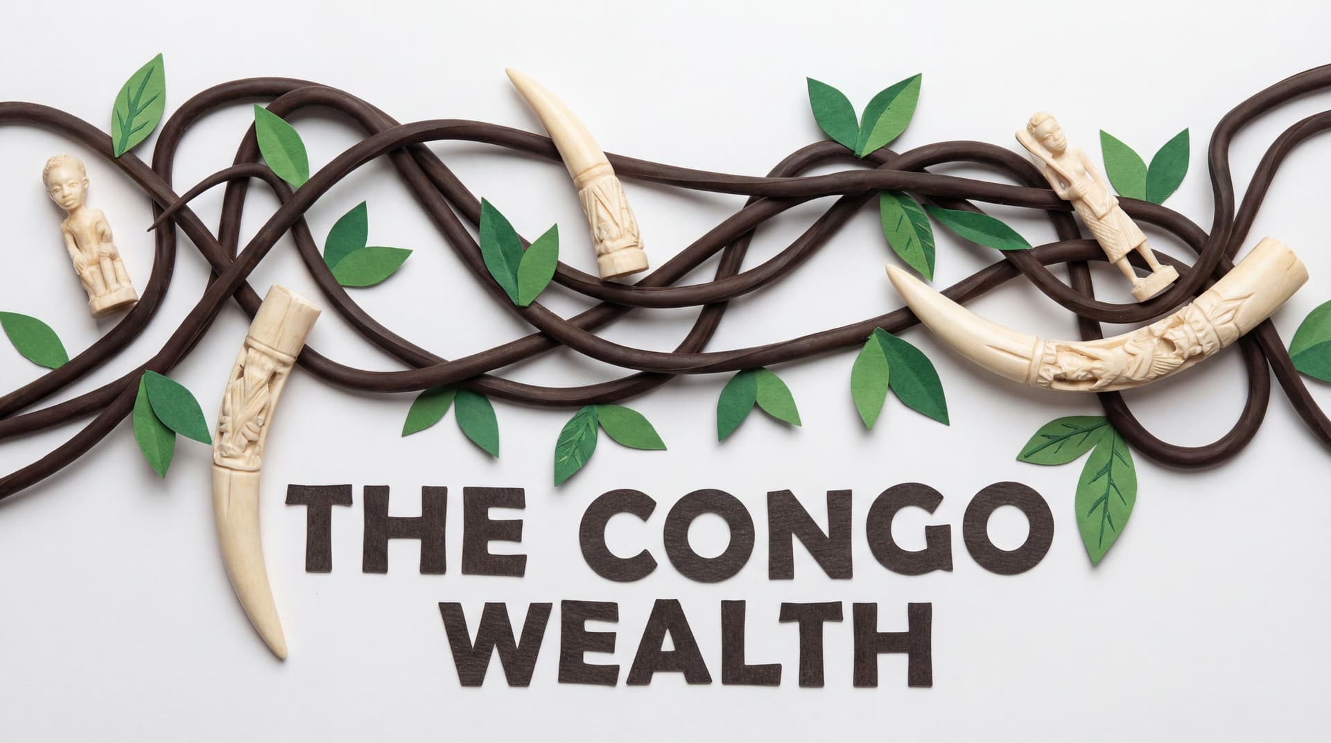 AI generated: Cutout picture of Rubber Vines/Ivory	The Congo wealth. White background