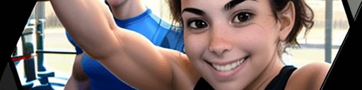 AI generated: selfie of a girl and a boy at a gym. both south Americans around 30 years old