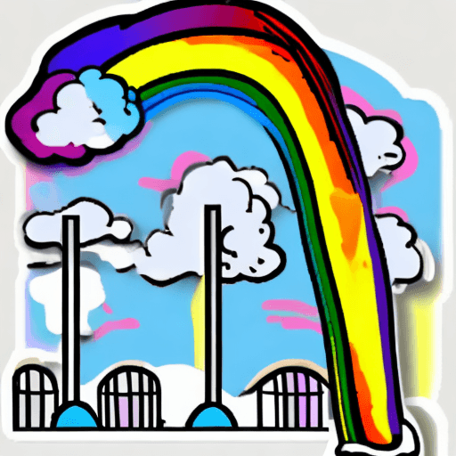 AI generated: rainbow that is colorful on one end but losing its color on the other end, cartoon clipart, sticker 