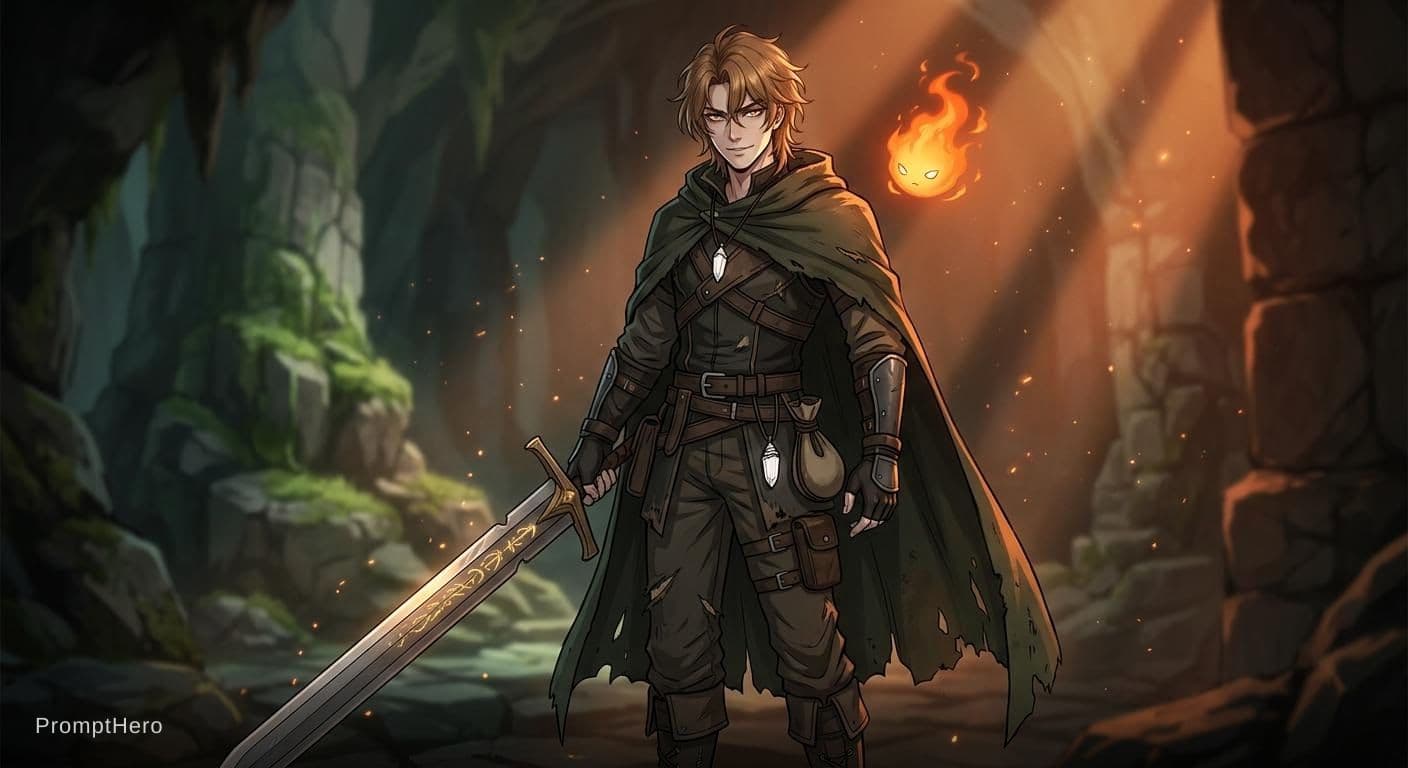 AI generated: Anime-style male character base in anime shoujo prince, Lars de Gaia. Young adult (18–25), tall and ...