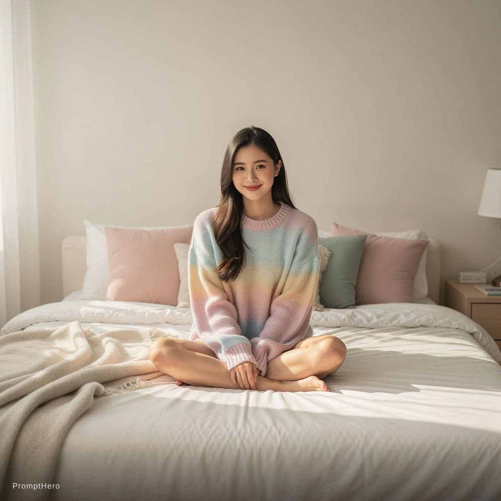 AI generated: A sexy 18 year old chinese girl, on bed , sex