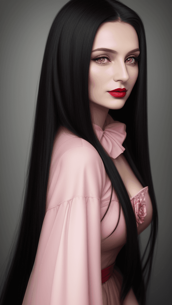 AI generated: arafed woman with long hair and pink lipstick posing for a picture, ekaterina, profile image, red li...