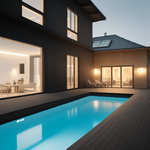 AI generated: ein prächtiges modernes Strandhaus mit einem schlichten, modernen Design, Pool und Strände::3 futuri...