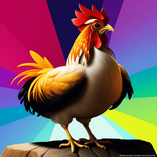 AI generated: A chicken in A vibrant comic character creates a mesmerizing and stunning image, high-quality, flawl...