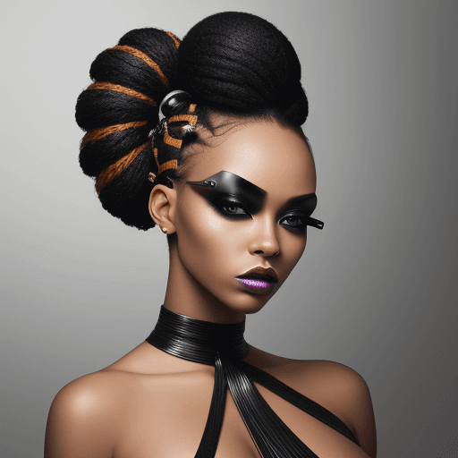 AI generated: bold beauty, artistic expression, empowered style, visualimpact, hairstyleinnovation, fashionphotogr...