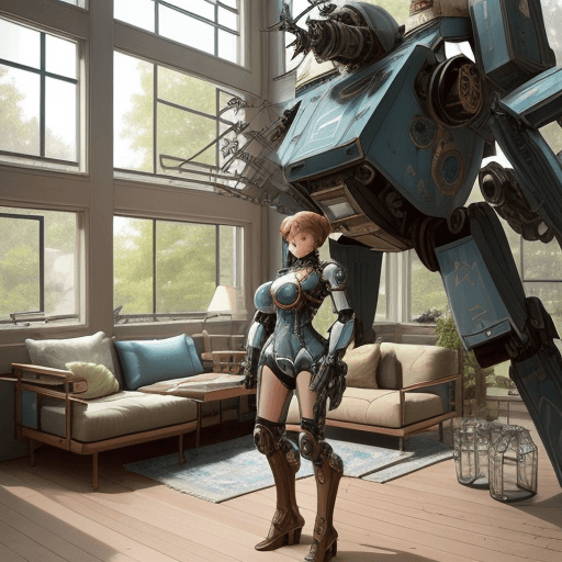 AI generated: High resolution a steampunk mecha pilot standing on the shoulder of her mecha | I can't believe how ...