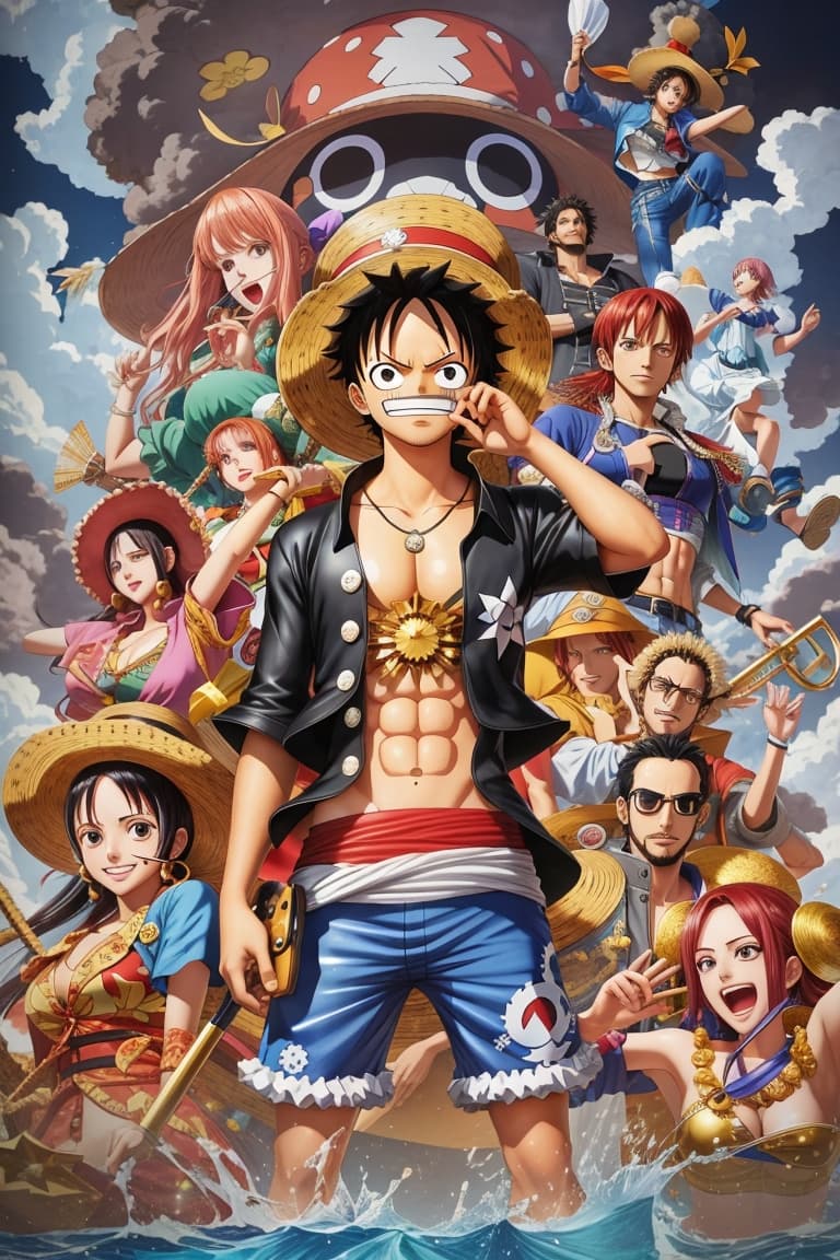 AI generated: Stampa de camisa do One Piece em A3 criado com Leonardo.AI