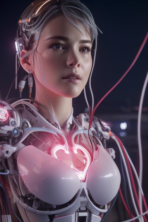 AI generated: complex 3d render ultra detailed of a beautiful porcelain heart, cyborg, robotic parts, cinematic li...