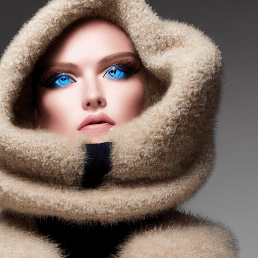 AI generated: masterpiece:1.1) , (ultra hi res:1.2) , picture of a woman, (fur sweater) , only latex pants, (blue)...