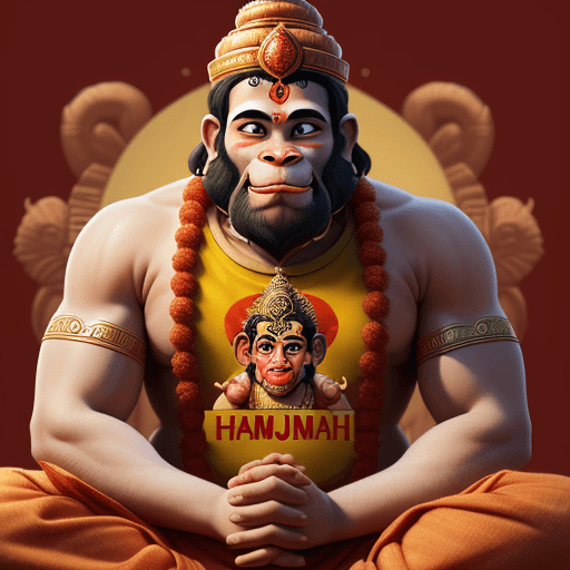 AI generated: Create a high quality picture of lord Hanuman ji and a 30 year old man , man praying to lord hanuman...