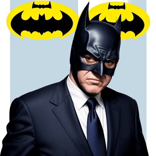 AI generated: Comic-like image of president luis lacalle pou disguised as Batman