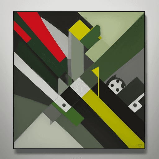 AI generated: abstract realism painting in green and grey with modern brush techniques, in the style of bauhaus fu...