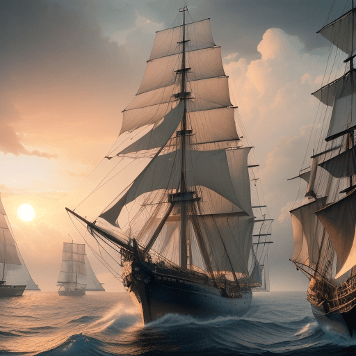 AI generated: Photo of a ultra realistic sailing ship, dramatic light, pale sunrise, cinematic lighting, battered,...