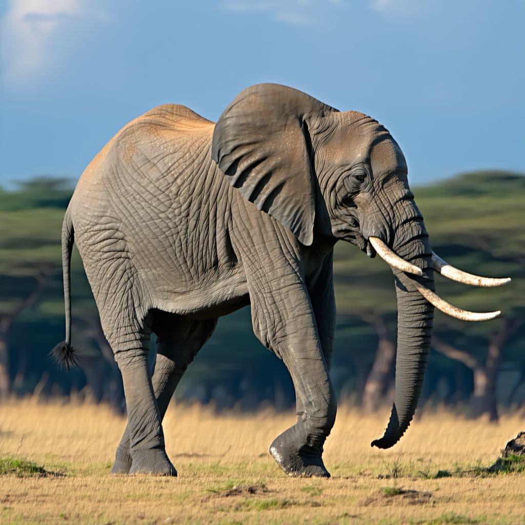 AI generated: 3d photorealistic photo, side profile of a elephant on the Serengeti, extreme close-up, in the style...