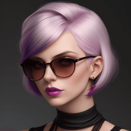 AI generated: Fashion portrait featuring a caucasian woman in her mid-25s, In a Shag haircut with shades of Candy ...
