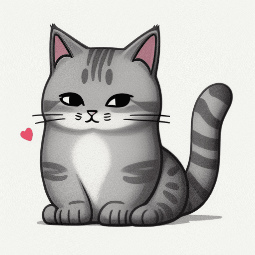 AI generated: grey cat and heartfelt sticker, in the style of simple line drawings, animated gifs --s 50
