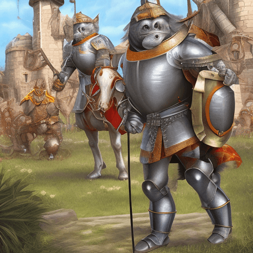 AI generated: hyperrealistic knight monkey during war in the middle age, he is sittin, in the background horses an...