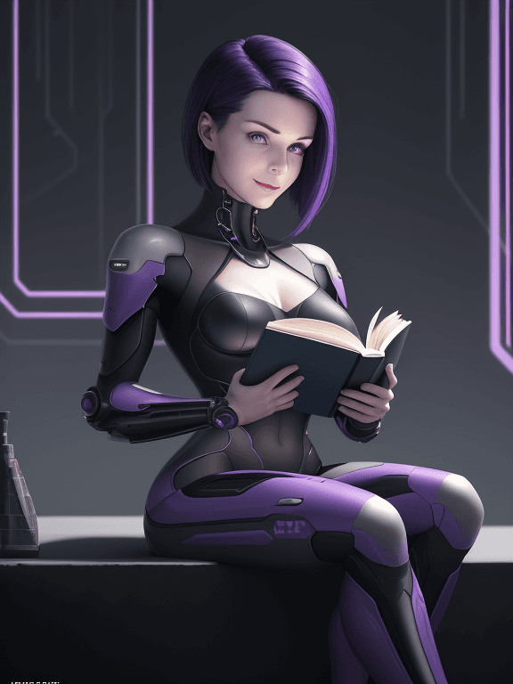AI generated: (great composition), (full_body:1), (portrait), a cute lady , reading a book ,she is happy, flat ill...