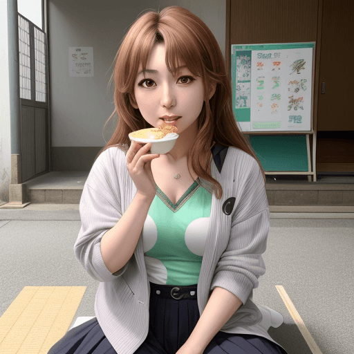AI generated: Hasegawa chisato, eat caje