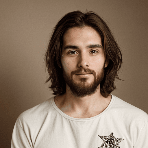 AI generated: Jesus Christ age 29 , like a Jerusalem star , brown hair 