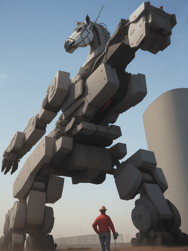 AI generated: giant horse robot
