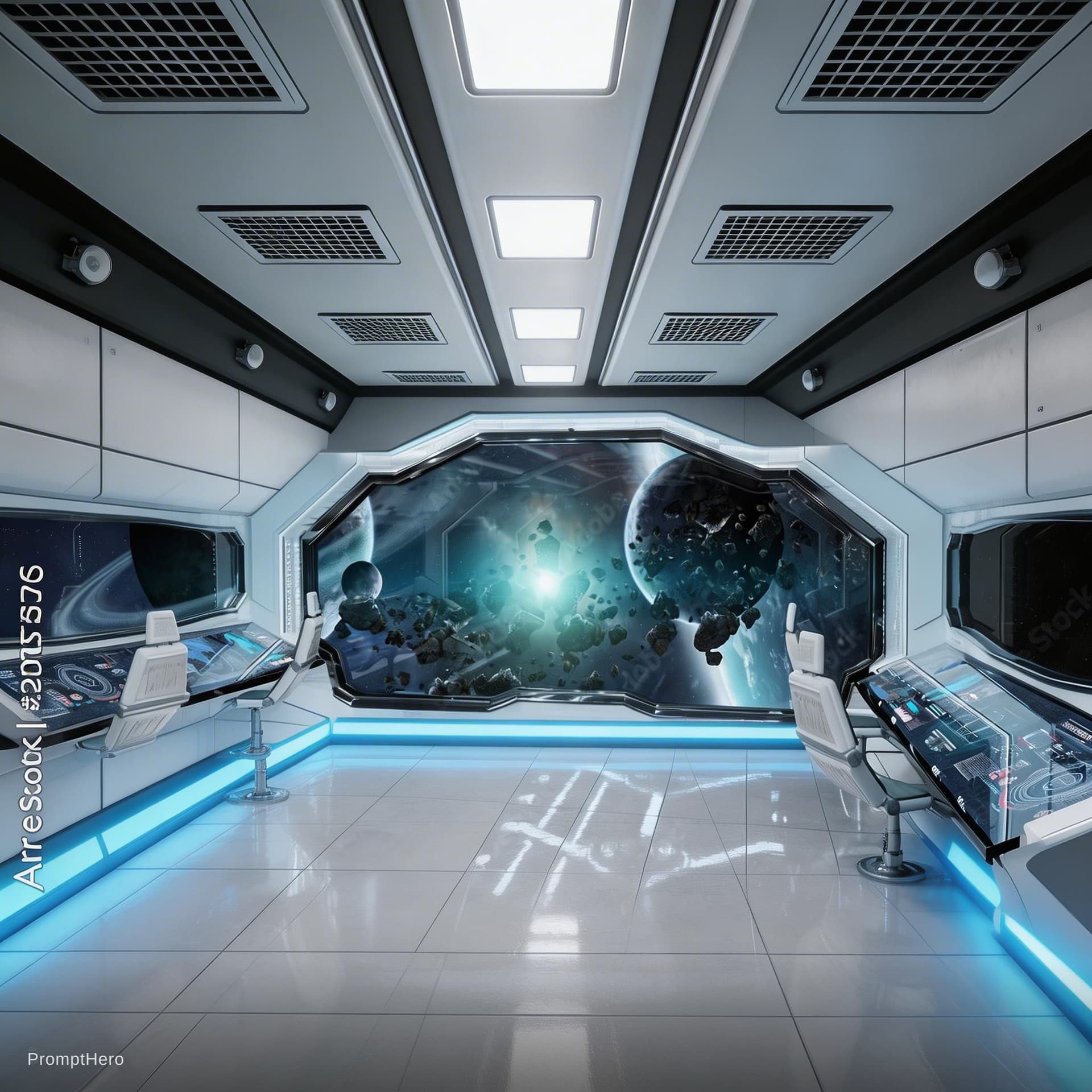 AI generated: Sci-Fi Scene. Give reference image 2 the same structural feel and design as reference image one. Sho...