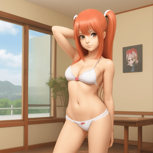 AI generated: chica anime  sin falda y sin ropa interior