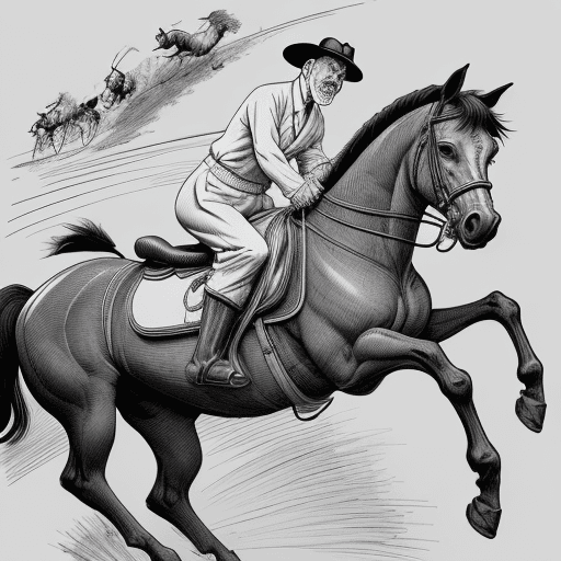 AI generated: Horse riding a bicycle. Illustration. Line Art. Kim Jung Gi style. Ink. Brushwork. Chinese. Pen brus...