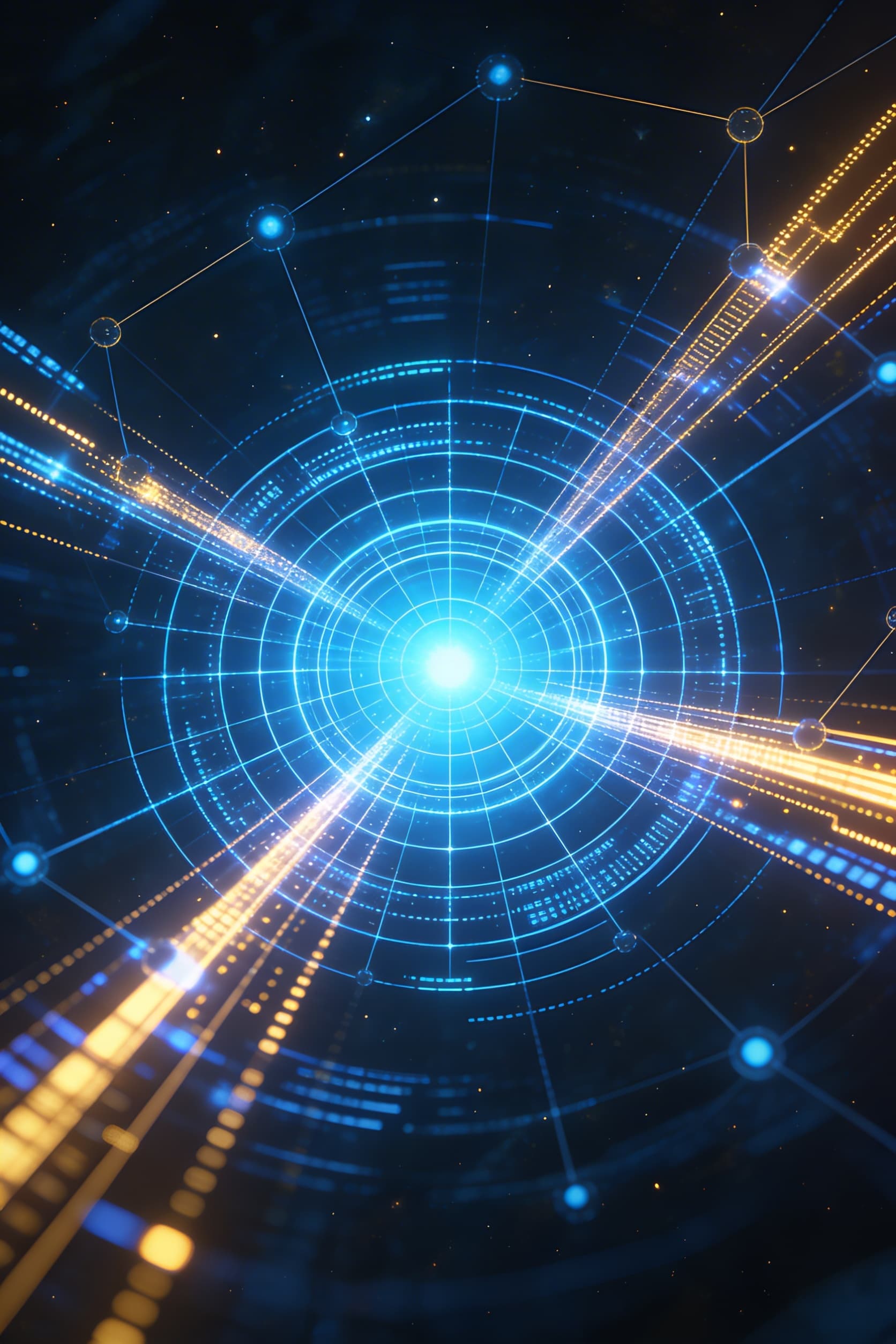 AI generated: Create a Sci-Fi image. A visual representation of advancing information being shared between advanci...