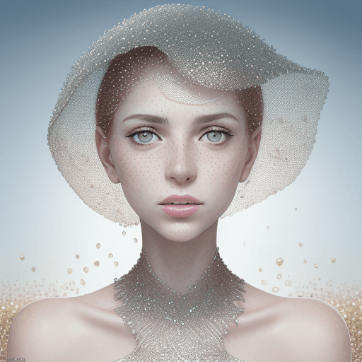 AI generated: a woman with freckled skin is photographing her face, in the style of dmitry kustanovich, delicate m...