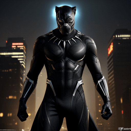 AI generated: Superhero Black Panther, hyperdetailed, moody, cinematic, colorful fantasy,  dark background, dynami...