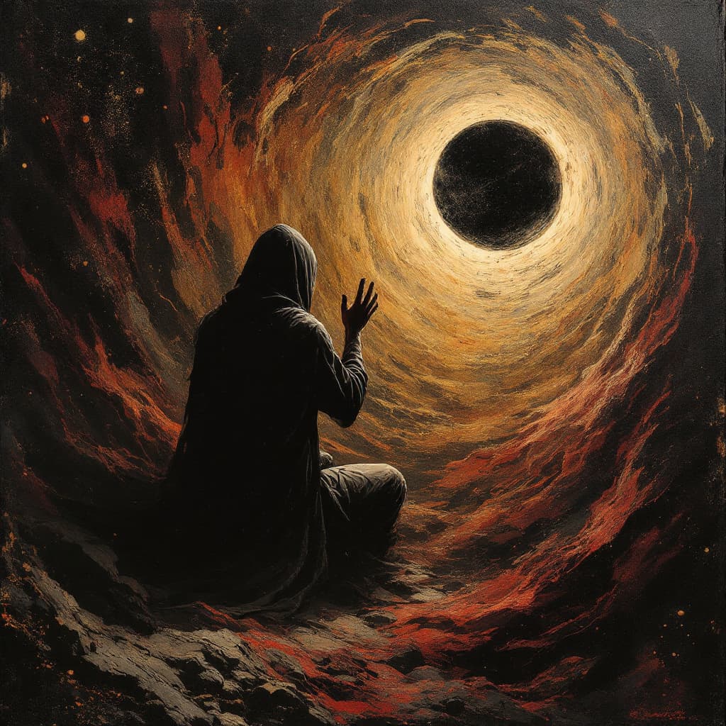 AI generated: void pursuit
looking at camera
eyes90's poster
The infernal prayers
small eclipse
scuffs, aging of t...