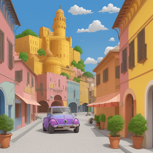 AI generated: a colorful building, in the style of intricate , cartoon mis-en-scene, photo-realistic landscapes, c...
