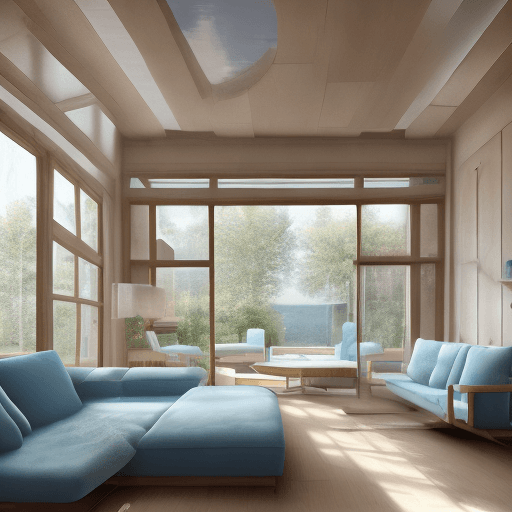 AI generated: High resolution photography interior design, dreamy sunken living room conversation pit, wooden floo...