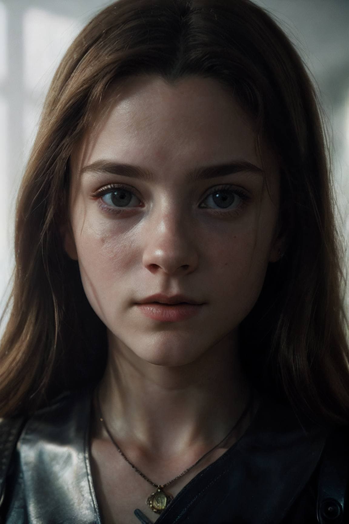 AI generated: JuliaAdamenko, (physically based rendering, photographic close up scale), girl dark, dystopia, (in s...