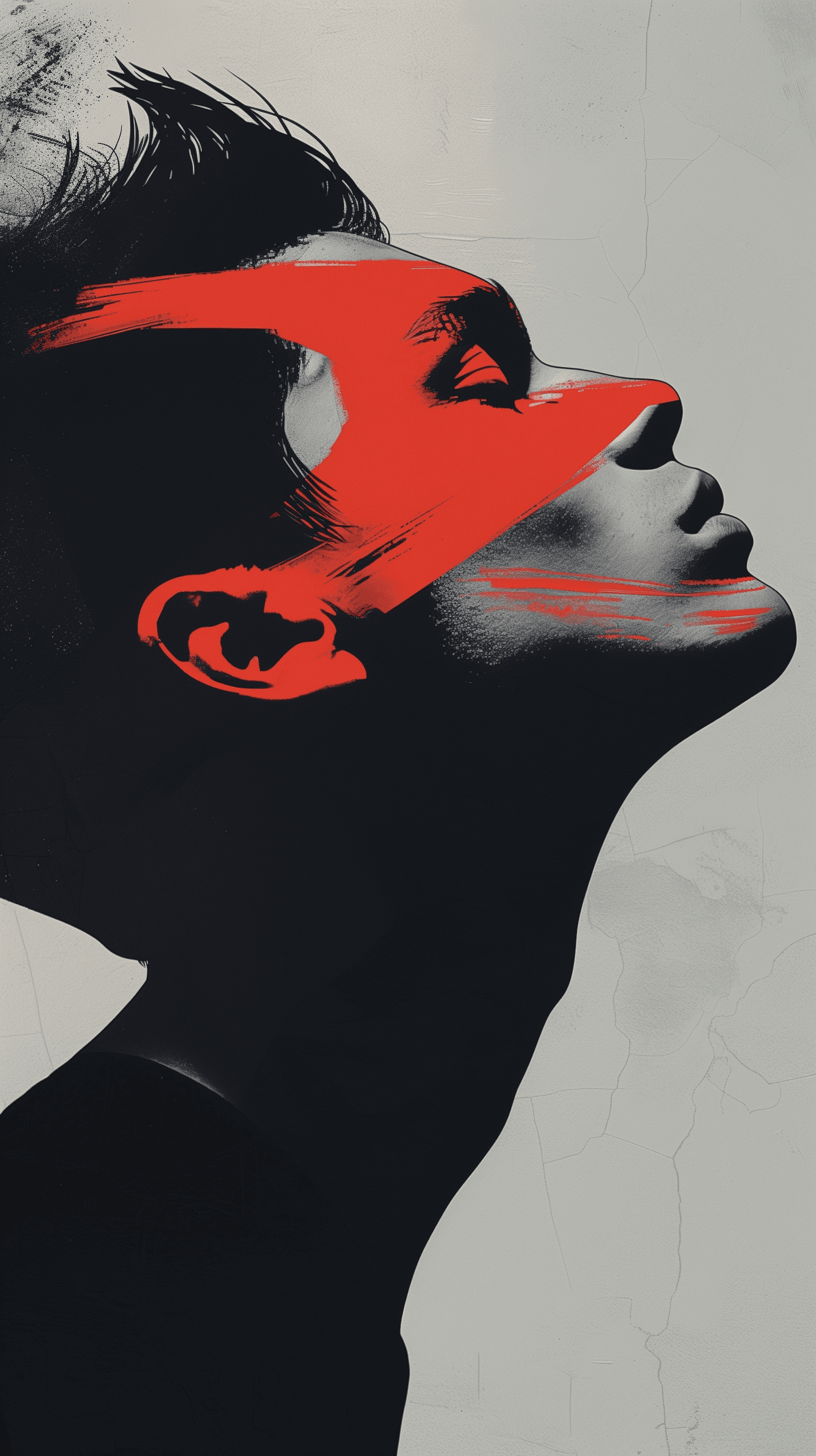 AI generated: stylized side profile of a male, illustrated in a modern graphic style with sharp contrasts, face pa...