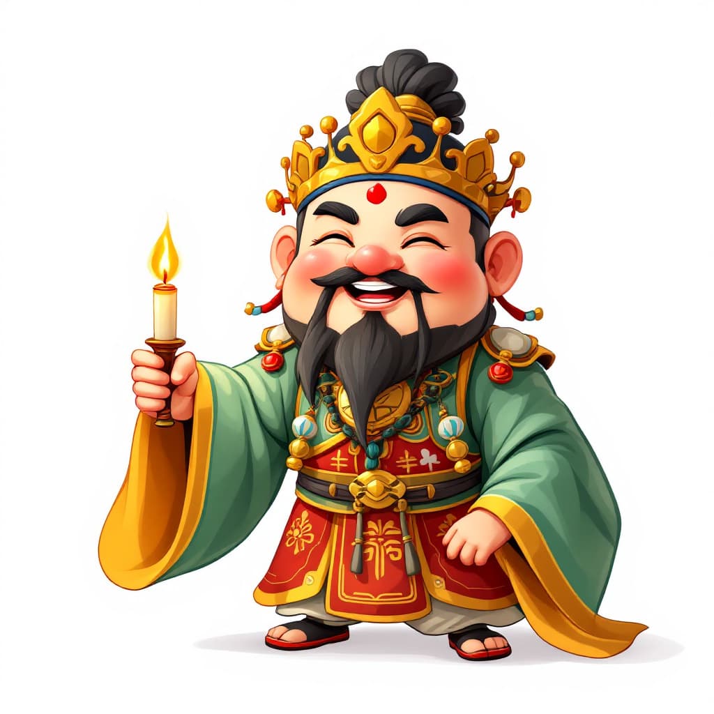 AI generated: A cute Chinese Taoist heavenly male god Jade Emperor propagating Dharma in cartoon, wearing Taoist u...